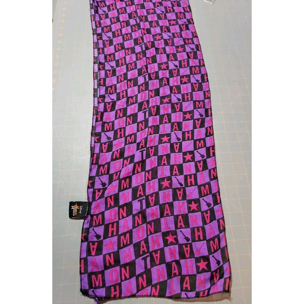 Disney Hannah Montana Miley Cyrus Purple Black Plaid Sheer Scarf Headwrap